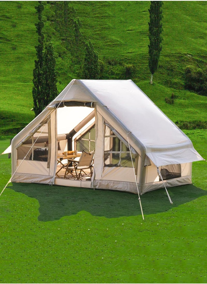 FLYROAD Inflatable Camping Tent with Pump, Glamping Tents, Easy Setup 4 Season Waterproof Windproof Outdoor Blow Up Tent, Luxury Cabin Tent with Mesh Windows & Doors  - Image 1