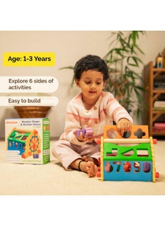Shumee 6 In 1 Wooden Shape Sorter Activity Toy (1+ Years) | Multicolor | Learning Toy For Alphabets, Numbers, Time & Shape | Educational Toddler Toy | Play Based Learning | Made In India  - Image 3