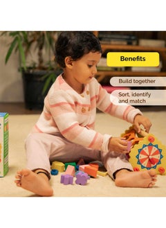 Shumee 6 In 1 Wooden Shape Sorter Activity Toy (1+ Years) | Multicolor | Learning Toy For Alphabets, Numbers, Time & Shape | Educational Toddler Toy | Play Based Learning | Made In India  - Image 4