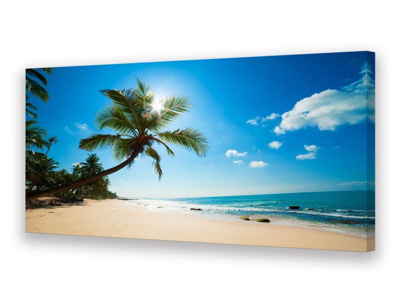 لوحة جدارية كبيرة من قماش موولونا ARX0662 طباعة أمواج المحيط الصيفية أشجار جوز الهند شاطئ منظر بحري لوحة هاواي صور طبيعية مشدودة ومؤطرة لتزيين جدران غرفة المعيشة والمكتب المنزلي