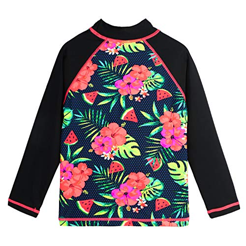 BAOHULU Girls Two Piece Swimsuit Floral UPF 50+ Rash Guard Set Kids Swimwear S301_BlackFlower_12A - Image 3