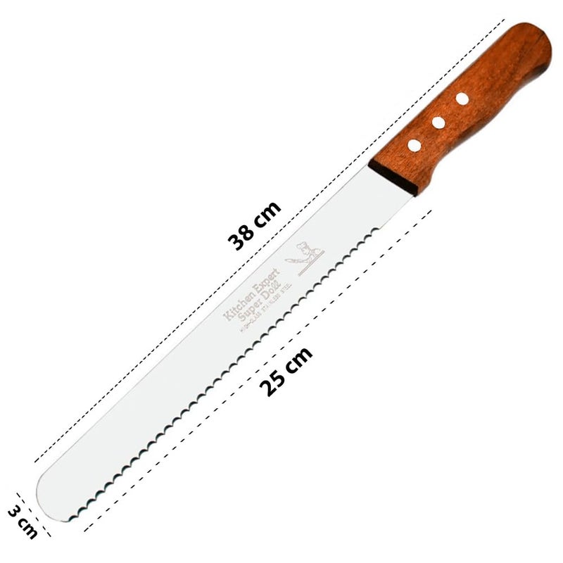 Captoola سكين خبز سيريتد بطول 10 بوصات من كابتولا - أفضل السكاكين لتقطيع الخبز والبيغل والكعك بمقبض خشبي مجموعة من 1 - Image 2