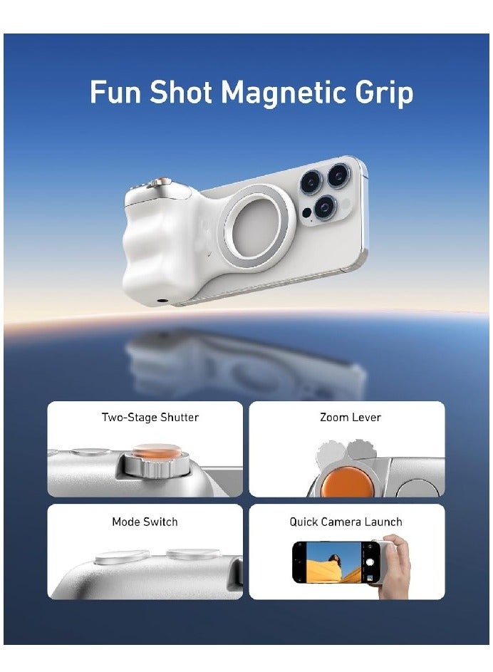 Fun Shot Magnetic Phone Camera DSLR Style Shutter Grip for iPhone & Android with Detachable Wireless Shutter Button - 1/4" Screw - Comfort Ergonomic Camera Grip Handle Holder - Image 2