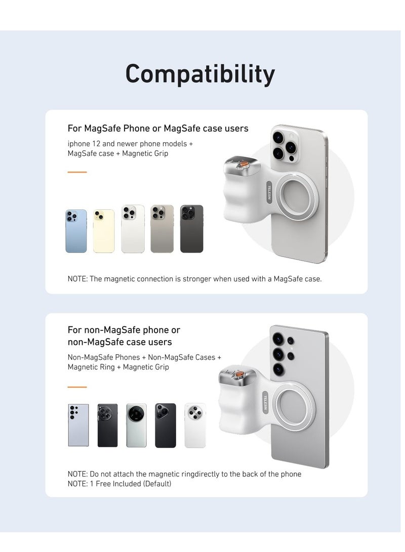 Fun Shot Magnetic Phone Camera DSLR Style Shutter Grip for iPhone & Android with Detachable Wireless Shutter Button - 1/4" Screw - Comfort Ergonomic Camera Grip Handle Holder - Image 4