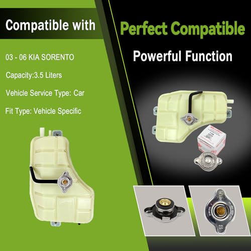 CNS Coolant Reservoir Tank with Cap Compatible with 03 - 06 KIA SORENTO 3.5L (3497cc) DOHC V6 24V, "SIGMA G6AU" - Image 3