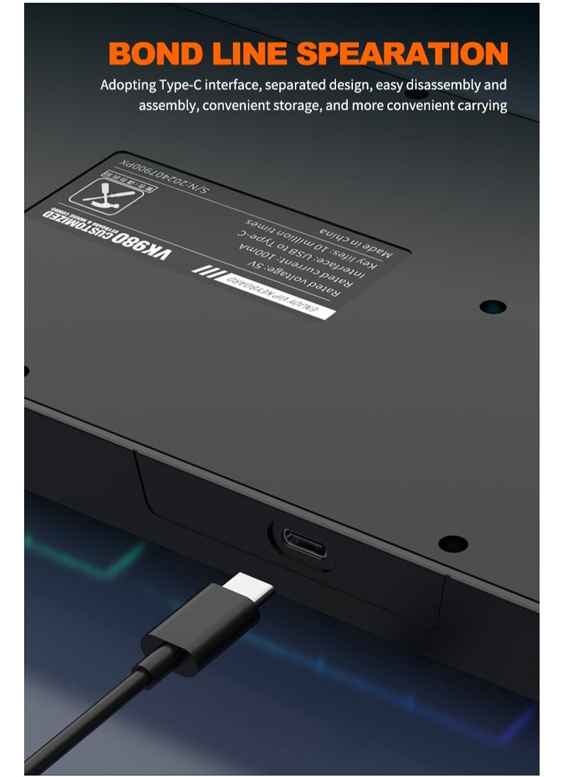 ARNOTEC - لوحة مفاتيح سلكية VK98 بإضاءة خلفية قوس قزح RGB ولوحة مفاتيح ألعاب مكونة من 98 مفتاحًا ولوحة مفاتيح مخصصة بثلاثة ألوان ولوحة مفاتيح صامتة للمكتب - Image 1