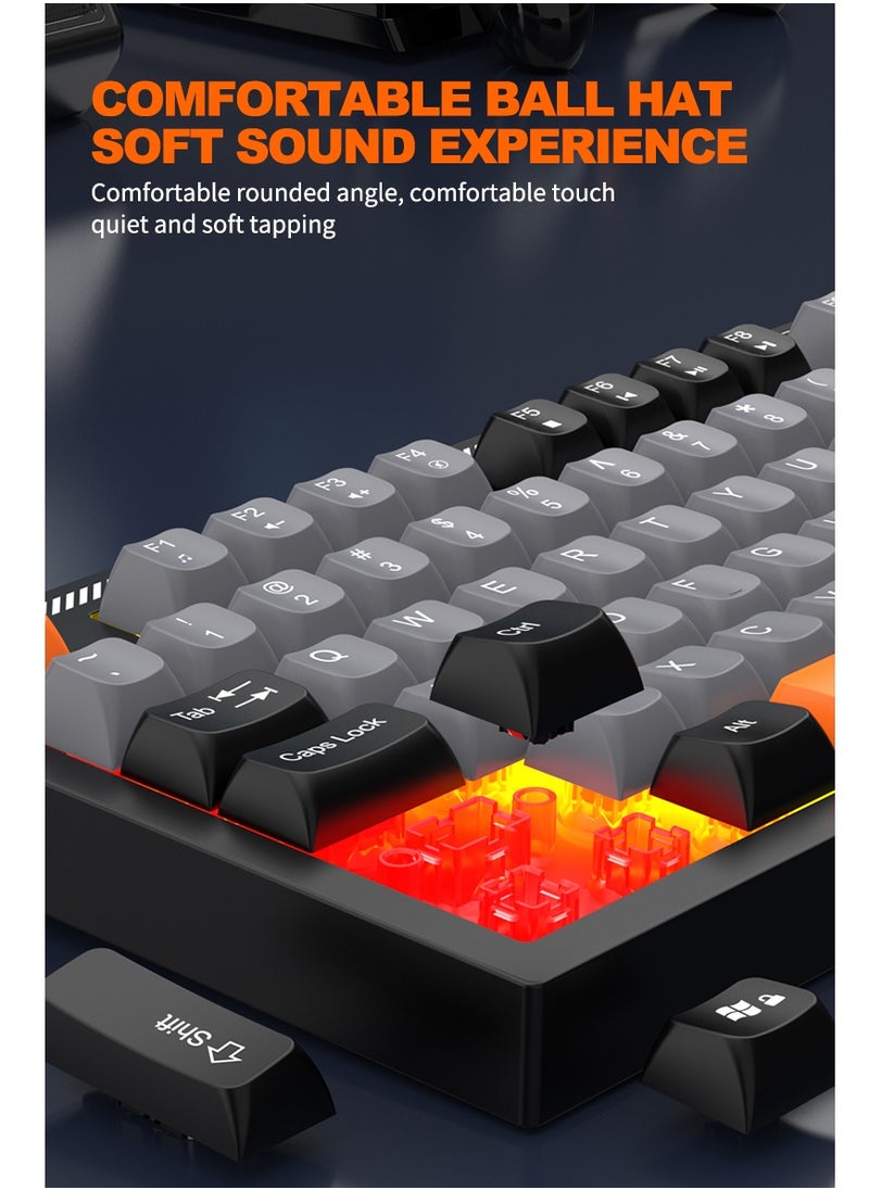 ARNOTEC - لوحة مفاتيح سلكية VK98 بإضاءة خلفية قوس قزح RGB ولوحة مفاتيح ألعاب مكونة من 98 مفتاحًا ولوحة مفاتيح مخصصة بثلاثة ألوان ولوحة مفاتيح صامتة للمكتب - Image 1