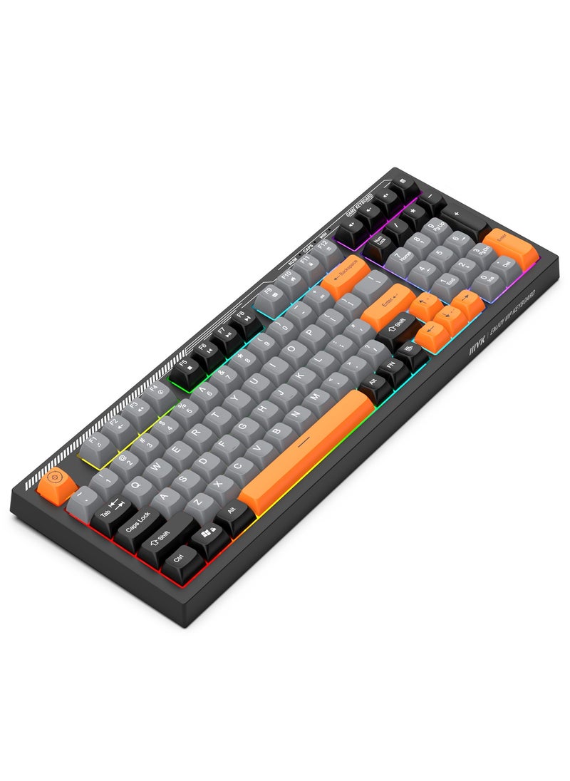 ARNOTEC - لوحة مفاتيح سلكية VK98 بإضاءة خلفية قوس قزح RGB ولوحة مفاتيح ألعاب مكونة من 98 مفتاحًا ولوحة مفاتيح مخصصة بثلاثة ألوان ولوحة مفاتيح صامتة للمكتب - Image 1