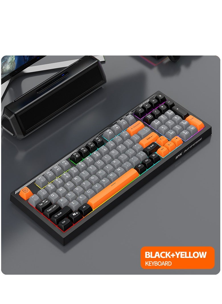 ARNOTEC - لوحة مفاتيح سلكية VK98 بإضاءة خلفية قوس قزح RGB ولوحة مفاتيح ألعاب مكونة من 98 مفتاحًا ولوحة مفاتيح مخصصة بثلاثة ألوان ولوحة مفاتيح صامتة للمكتب - Image 1