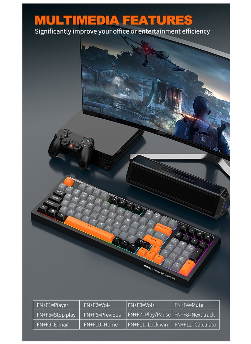 ARNOTEC - لوحة مفاتيح سلكية VK98 بإضاءة خلفية قوس قزح RGB ولوحة مفاتيح ألعاب مكونة من 98 مفتاحًا ولوحة مفاتيح مخصصة بثلاثة ألوان ولوحة مفاتيح صامتة للمكتب - Image 1