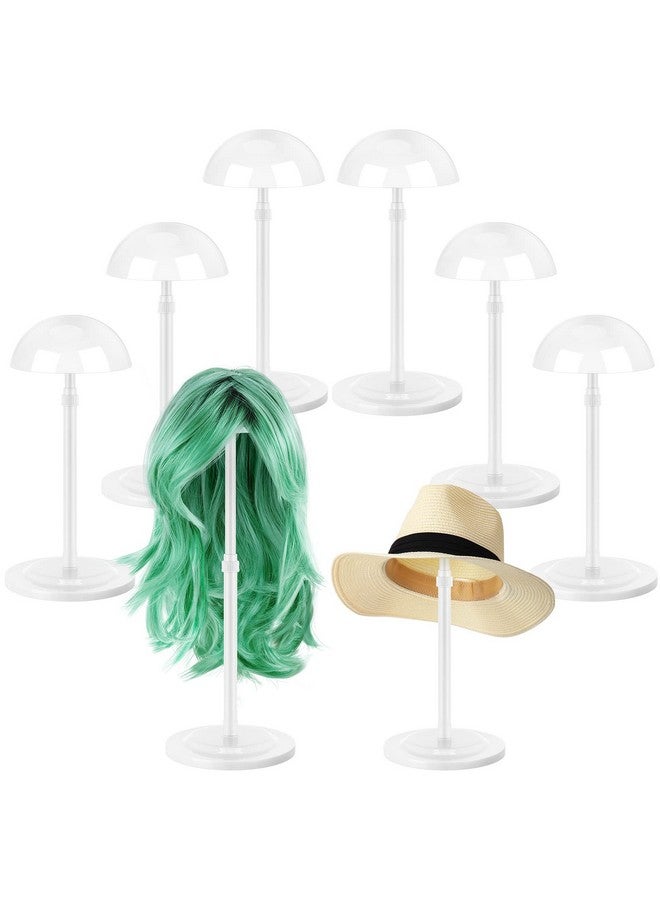Tatuo Atuo 8 Pcs Wig Holder 9.8"18.9" Adjustable Height Wig Head Stand Wigs Stand Portable Hat Display Stand Travel Wig Storage For Multiple Wigs Styling Practice Diy Head Stand Non Slip Stable White - Image 1