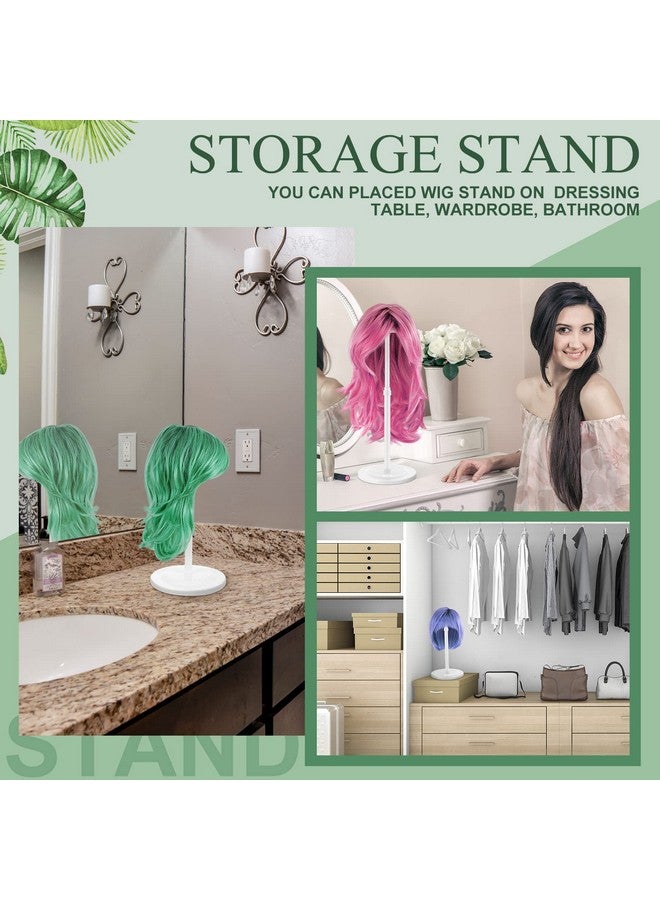 Tatuo Atuo 8 Pcs Wig Holder 9.8"18.9" Adjustable Height Wig Head Stand Wigs Stand Portable Hat Display Stand Travel Wig Storage For Multiple Wigs Styling Practice Diy Head Stand Non Slip Stable White - Image 5
