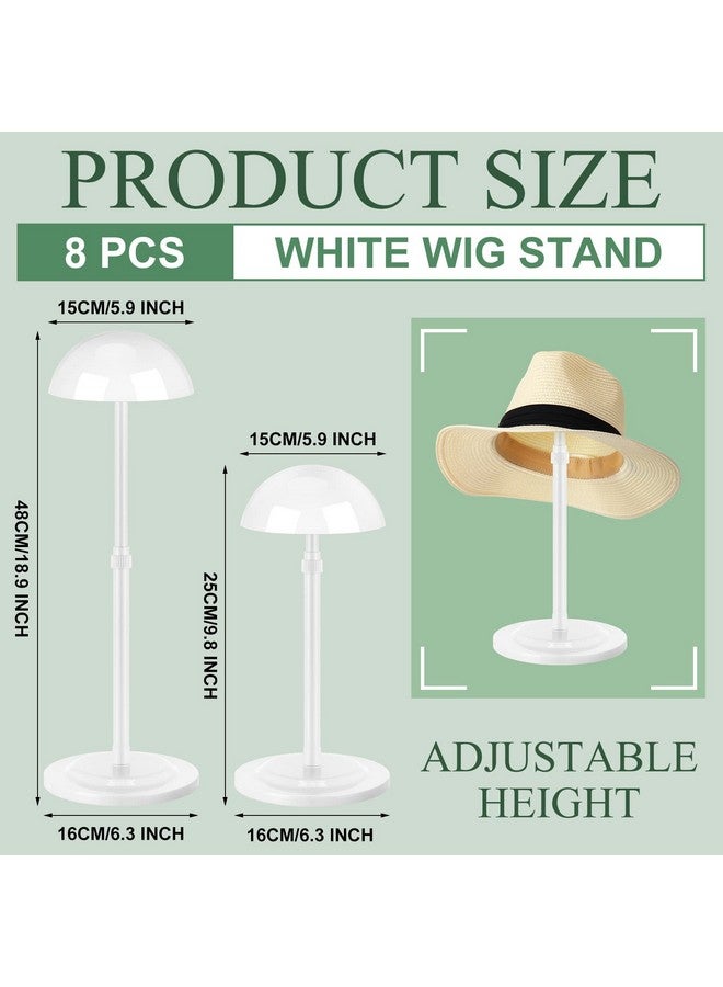 Tatuo Atuo 8 Pcs Wig Holder 9.8"18.9" Adjustable Height Wig Head Stand Wigs Stand Portable Hat Display Stand Travel Wig Storage For Multiple Wigs Styling Practice Diy Head Stand Non Slip Stable White - Image 3