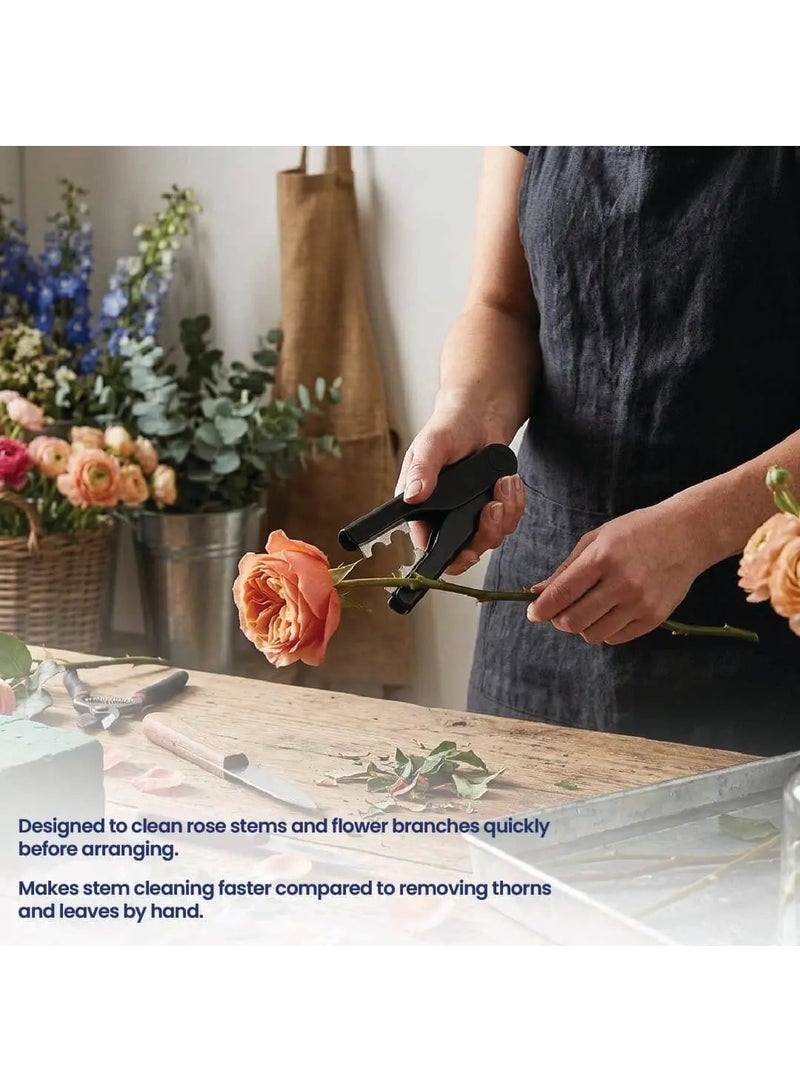 Si Bonne Rose Thorn Remover and Stem Stripper, Professional Flower Stem Cleaning Tool with Easy Grip Handle for Floral Arrangements and Gardening, Black - Image 4