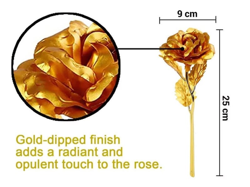 Natali Artificial Rose with Love Stand and Couple Ring Golden - Image 3