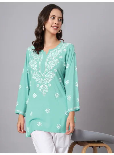 Alaya Hand Embroidered Chikankari Modal Kurti-AL3611