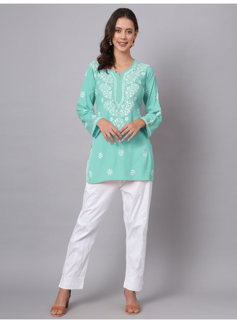 الايا كرتي مطرز يدويًا بشيكانكاري من المودال - Image 3