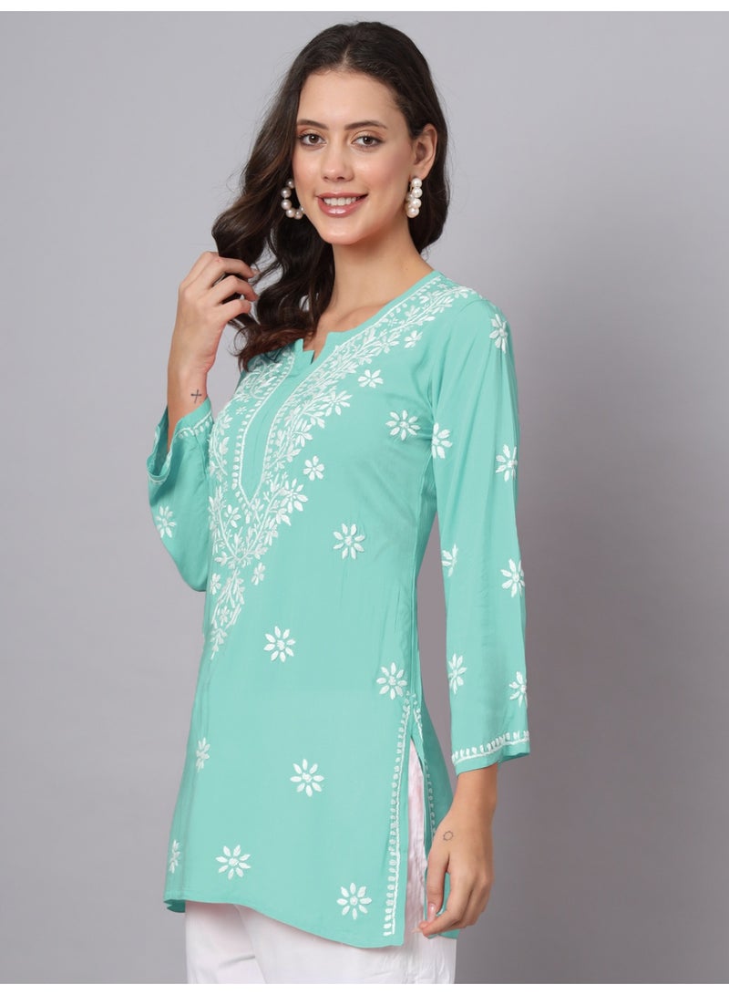 الايا كرتي مطرز يدويًا بشيكانكاري من المودال - Image 4