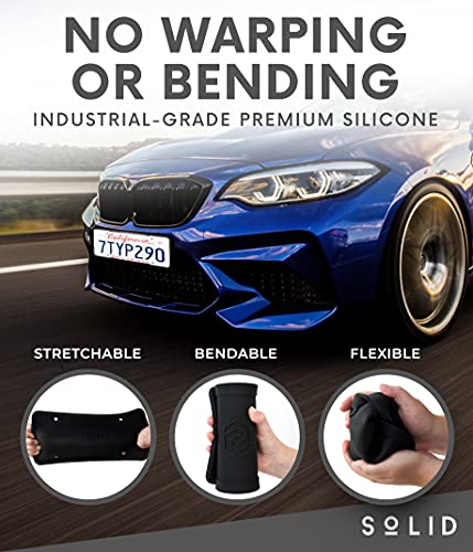 !Solid Silicone Black License Plate Frame Covers 2 Pack- Front and Back Car Plate Bracket Holders. Rust-Proof, Rattle-Proof, Weather-Proof (Black) - Image 5