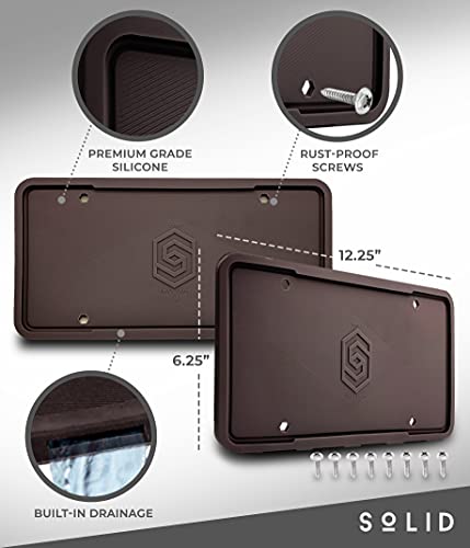 !Solid Silicone Black License Plate Frame Covers 2 Pack- Front and Back Car Plate Bracket Holders. Rust-Proof, Rattle-Proof, Weather-Proof (Black) - Image 3