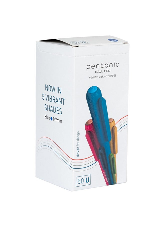 Pentonic 0.7Mm Ball Pen | Vibrant Multicolor Body | Blue Ink, Pack Of 50  - Image 1