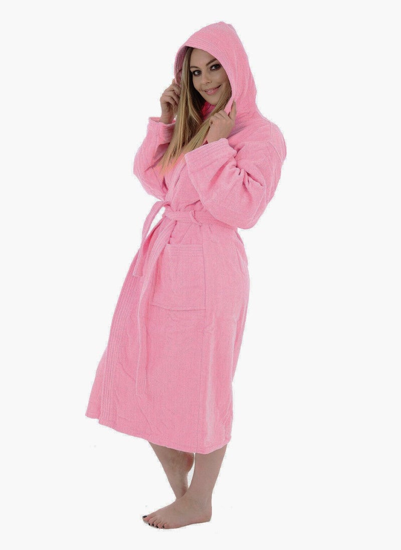 White Rose Pink Color Lightweight Cotton Summer Unisex Terry Spa Bathrobe Medium Sizes  - Image 5