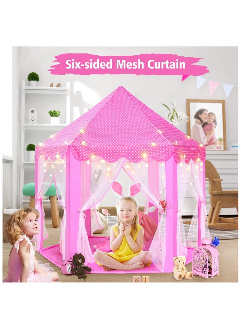 NNEWVANTE Princess Tent,Girls Large Playhouse,Includes string lights,Children's Castle Play Tent,Princess Playroom,Pink Castle,Fairytale Tent for Kids Indoor and Outdoor Play - Image 3