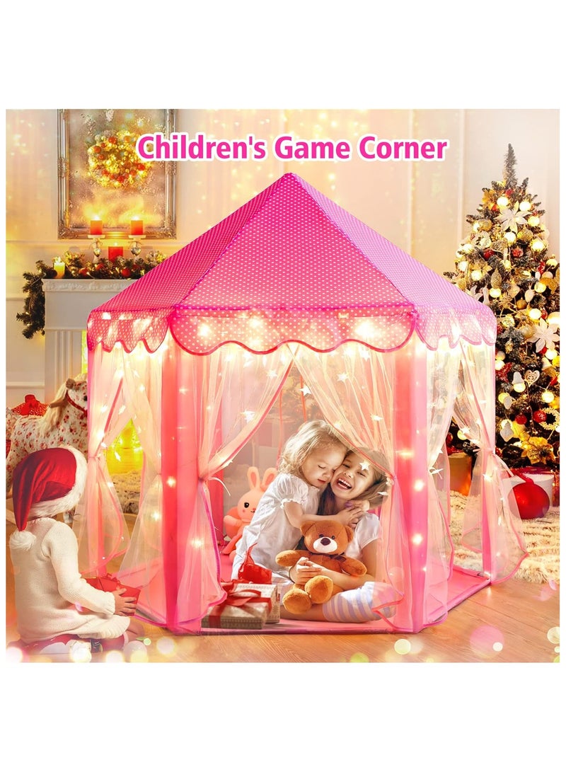 NNEWVANTE Princess Tent,Girls Large Playhouse,Includes string lights,Children's Castle Play Tent,Princess Playroom,Pink Castle,Fairytale Tent for Kids Indoor and Outdoor Play - Image 4
