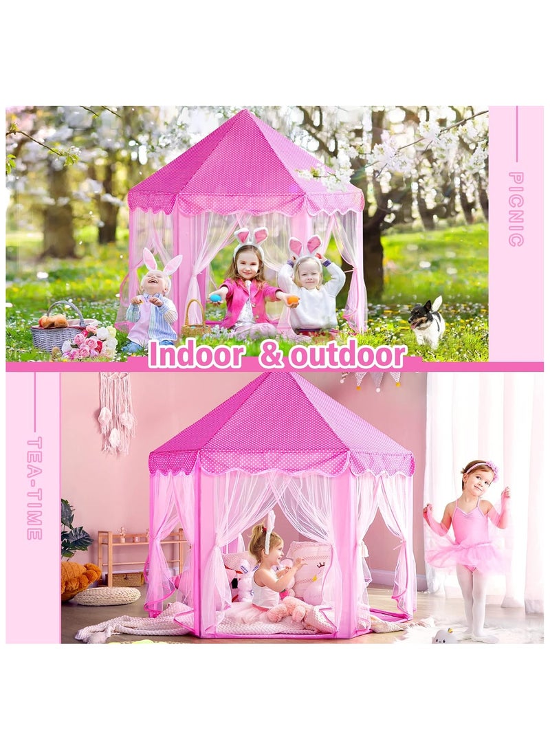 NNEWVANTE Princess Tent,Girls Large Playhouse,Includes string lights,Children's Castle Play Tent,Princess Playroom,Pink Castle,Fairytale Tent for Kids Indoor and Outdoor Play - Image 5