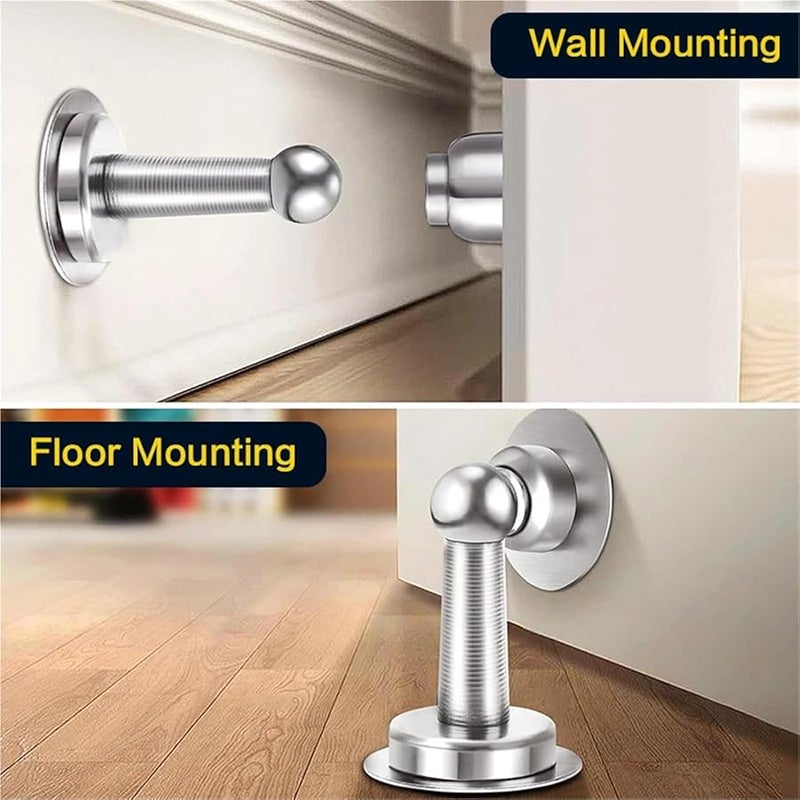 Magnetic Door Stop Strong Adhesive Mount No Drilling Door Stopper Catch Silver 1 Pcs - Image 3