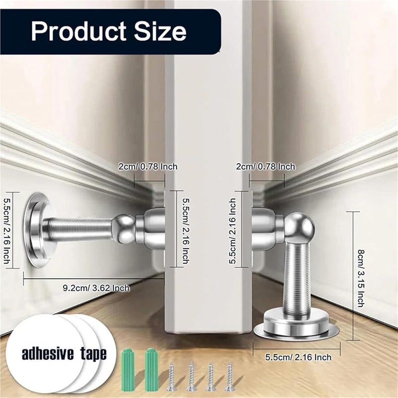 Magnetic Door Stop Strong Adhesive Mount No Drilling Door Stopper Catch Silver 1 Pcs - Image 4