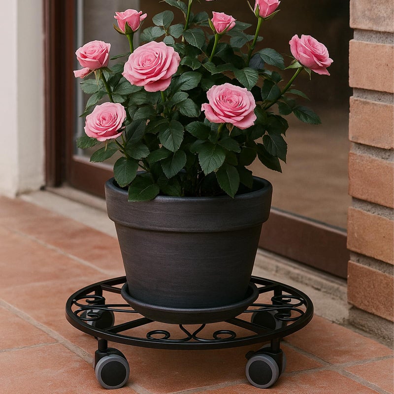 Planterhoma 5 Pack Plant Caddy with Wheels Heavy Duty 11.8 Inches Metal Plant Stand with Wheels Plant Dolly Rolling Plant Stand Plant Roller with Casters for Indoor and Outdoor (5, Black) - Image 2