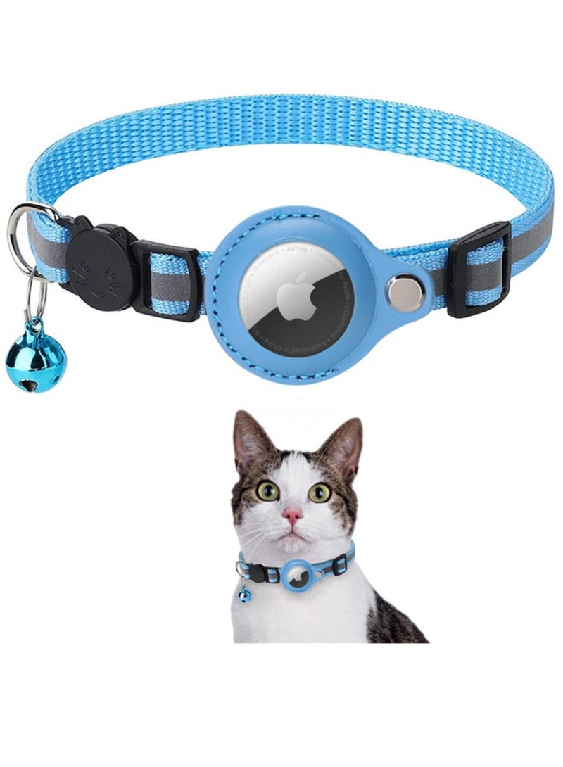 general Cat Collar Breakaway Reflective Kitten Collar AirTag Holder and Bell for Cats 0.4'' Wide and Lightweight - Image 1
