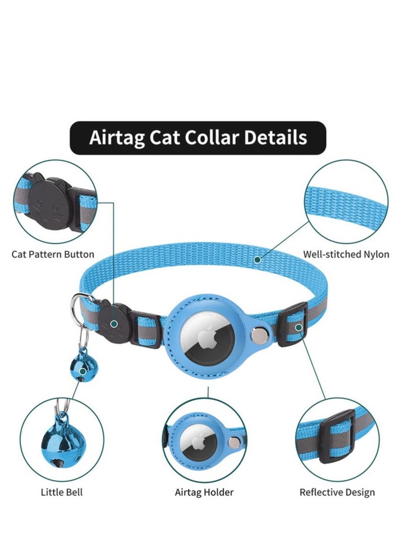 general Cat Collar Breakaway Reflective Kitten Collar AirTag Holder and Bell for Cats 0.4'' Wide and Lightweight - Image 2