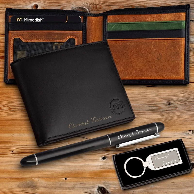 ميموديش Luxury Men's Wallet with Personalized Pen Keychain Gift