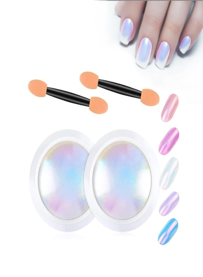 YAFIYGI 2Pack Pearl Chrome Nail Powder Iridescent Nail Powder,Mermaid Chrome Shell Nail Powder Multi Chrome Powder for Nails Chameleon Powder Manicure Pigment Glitter Dust DIY Nail Art Decorations - Image 1