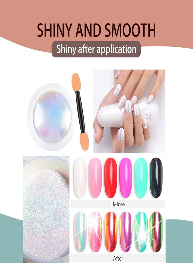 YAFIYGI 2Pack Pearl Chrome Nail Powder Iridescent Nail Powder,Mermaid Chrome Shell Nail Powder Multi Chrome Powder for Nails Chameleon Powder Manicure Pigment Glitter Dust DIY Nail Art Decorations - Image 2