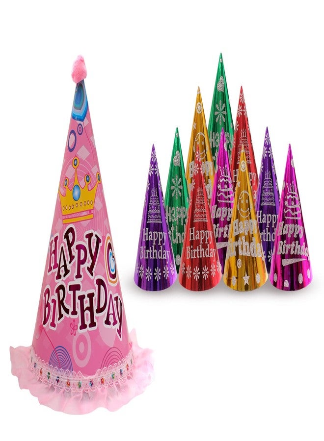 VMD, Happy Birthday Cap For Kids - Set of 9 Pcs Theme Caps | Birthday Decoration Items | Birthday Cap For Boy, Girls | Multicolor Caps For Kids | Birthday Cap For 1st Birthday Boy (6, MULTI 10)