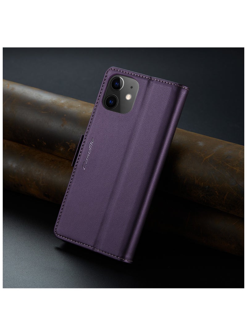 CaseMe iPhone 12\/12 Pro RFID Blocking Leather Flip Wallet Case - Purple - Image 2