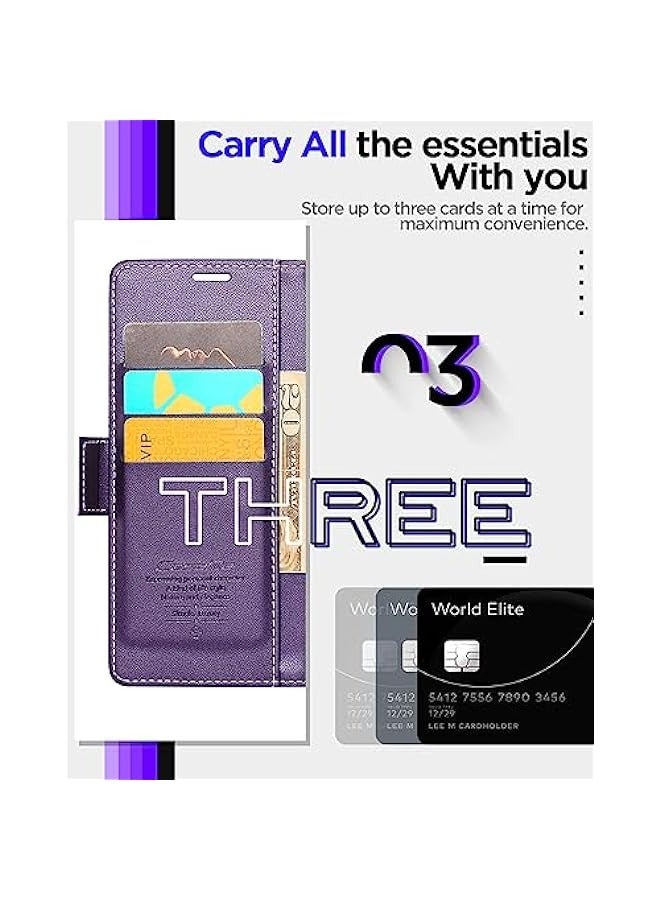 CaseMe iPhone 12\/12 Pro RFID Blocking Leather Flip Wallet Case - Purple - Image 5