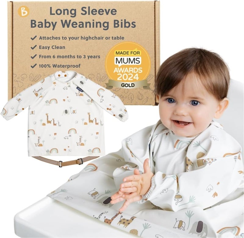 Bibado Baby Bibs With Sleeves - Toddler and Baby Led Weaning Bib - 6-36 Months, Attaches to Highchairs, Strollers, Tables - Image 1