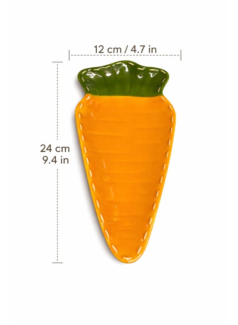 Carrot Shape Serving Plate Ceramic Snack Tray 24cm Dessert Candy Dish Easter Table Decor - Image 2