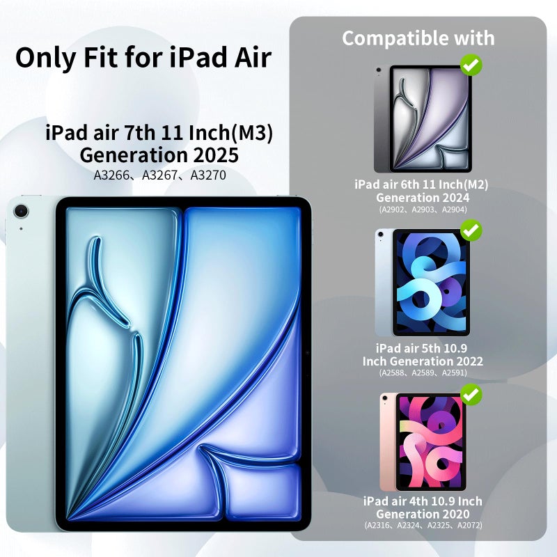 KENKE Hybrid Case for iPad Air 11 Inch M3 2025/M2 2024, iPad Air 5th/4th Generation 2022/2020 10.9 Inch with Pencil Holder, 2 in 1 Detachable Sliding Cover with Hard PC Clear Back Shell, Cream White - Image 5