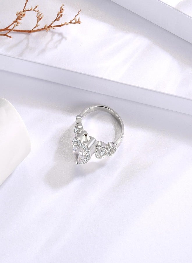 MANBU Sterling Silver Urn Ring for Ashes: Women Cubic Zirconia Heart Ash Ring Memorial Cremation Jewelry Bereavement Keepsakes Gift for Loss Of A Loved One (Size 7) - Image 2