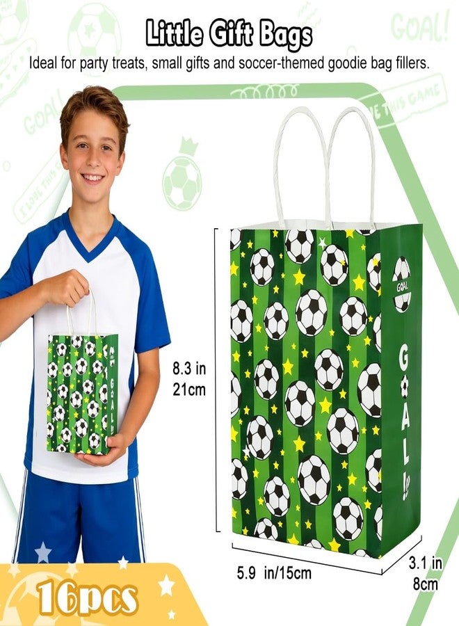 Shintop Soccer Snack Bags, 16 Pack Paper Goodie Bags Party Favor Pouches with Handles 8.3 x 5.9 x 3.2 Inch Stand-Up Gift Wrap for Game Day, Watch Party, Birthday, Team Celebration - Image 2