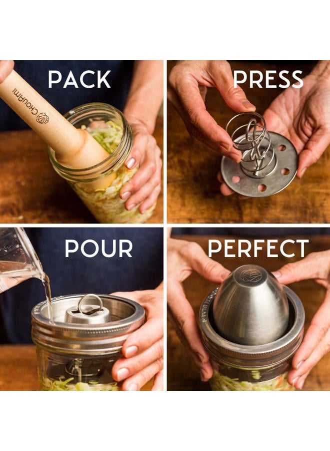 ChouAmi Stainless Steel Fermenting Kit for Le Parfait Glass Canning Jars (Kit-1L) - Image 2