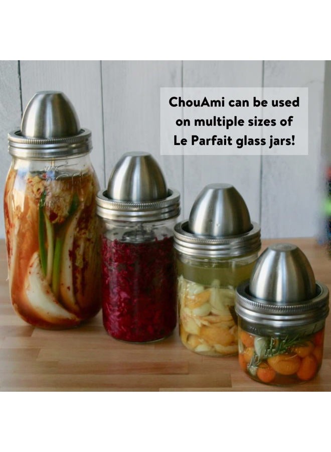 ChouAmi Stainless Steel Fermenting Kit for Le Parfait Glass Canning Jars (Kit-1L) - Image 3