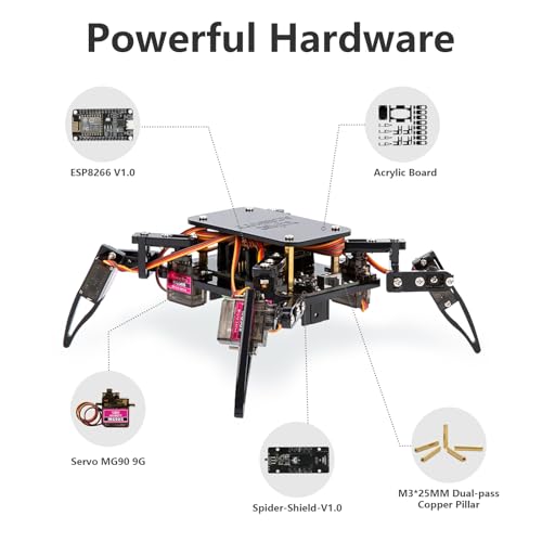 ACEBOTT STEM Robotics Science Kits for Adults, ESP8266 Spider Robot Building Kit, App Remote Control, Walking Crawling Fun Educational Toy for 12 + Year Old Boys, Girls, Teens, Adults Unique Gifts - Image 5
