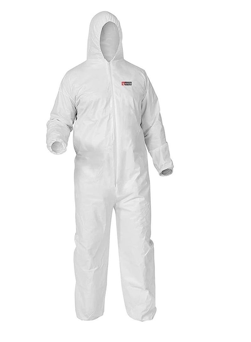 RACO Disposable Full Body Coverall Unisex Protective Suit with Hood, Zipper Front Entry, Elastic Ankles, Elastic Wrists 40 GSM  - Image 1