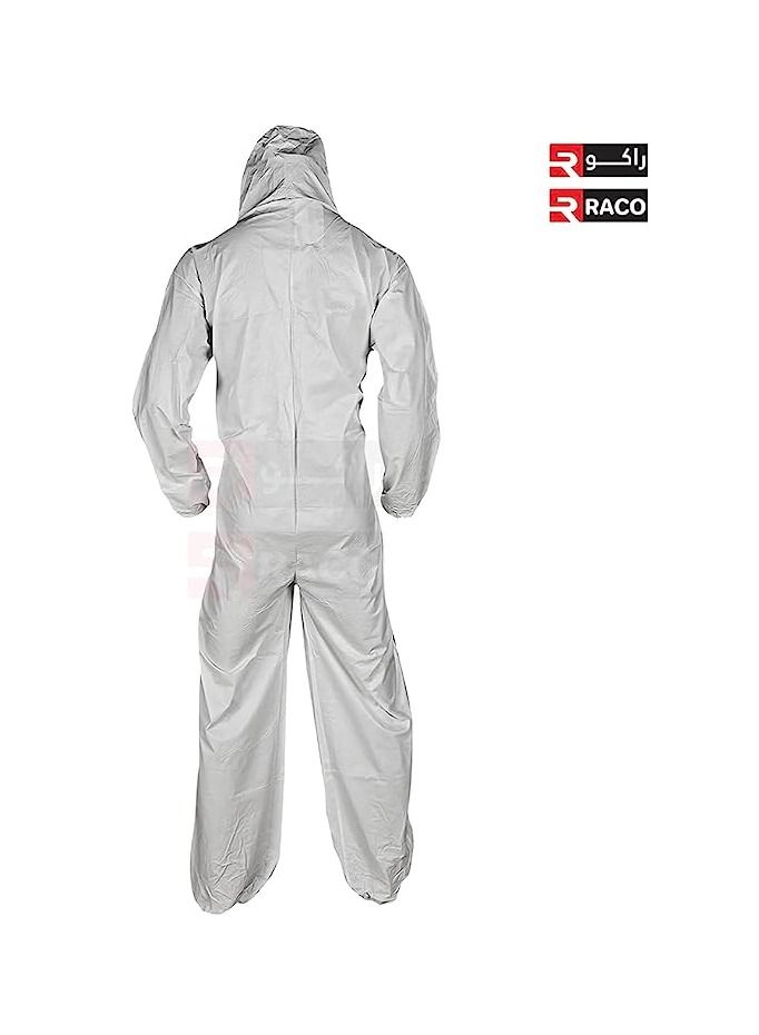 RACO Disposable Full Body Coverall Unisex Protective Suit with Hood, Zipper Front Entry, Elastic Ankles, Elastic Wrists 40 GSM  - Image 2